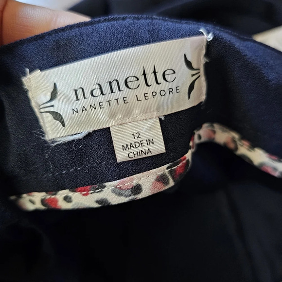 Nanette Lepore Stretch O Ring Belted Ankle Length Dress Pants Navy Size 12 NEW - Picture 12 of 12